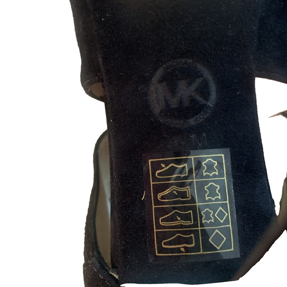 MICHAEL KORS ELENA CROSS STRAP BLACK SUEDE HEELS 8.5M- EUC -WORN ONCE! - Picture 11 of 14